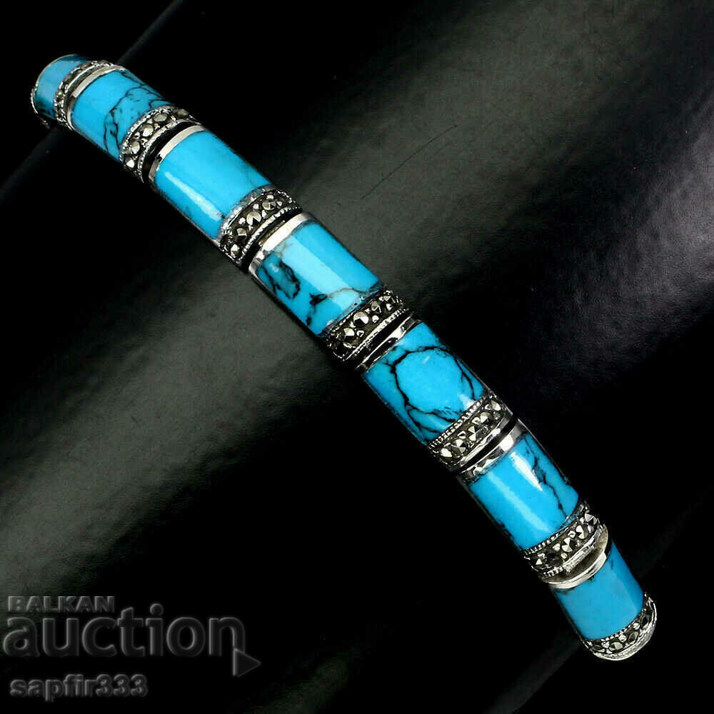 DESIGNER ELEGANT SILVER BRACELET WITH NATURAL TURQUOISE with price 478.00 BGN | € 244.40 DESIGNER ELEGANT SILVER BRACELET WITH NATURAL TURQUOISE with price 478.00 BGN | € 244.40