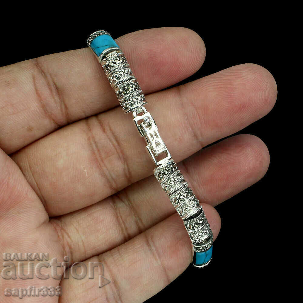 Auction DESIGNER ELEGANT SILVER BRACELET WITH NATURAL TURQUOISE Auction DESIGNER ELEGANT SILVER BRACELET WITH NATURAL TURQUOISE