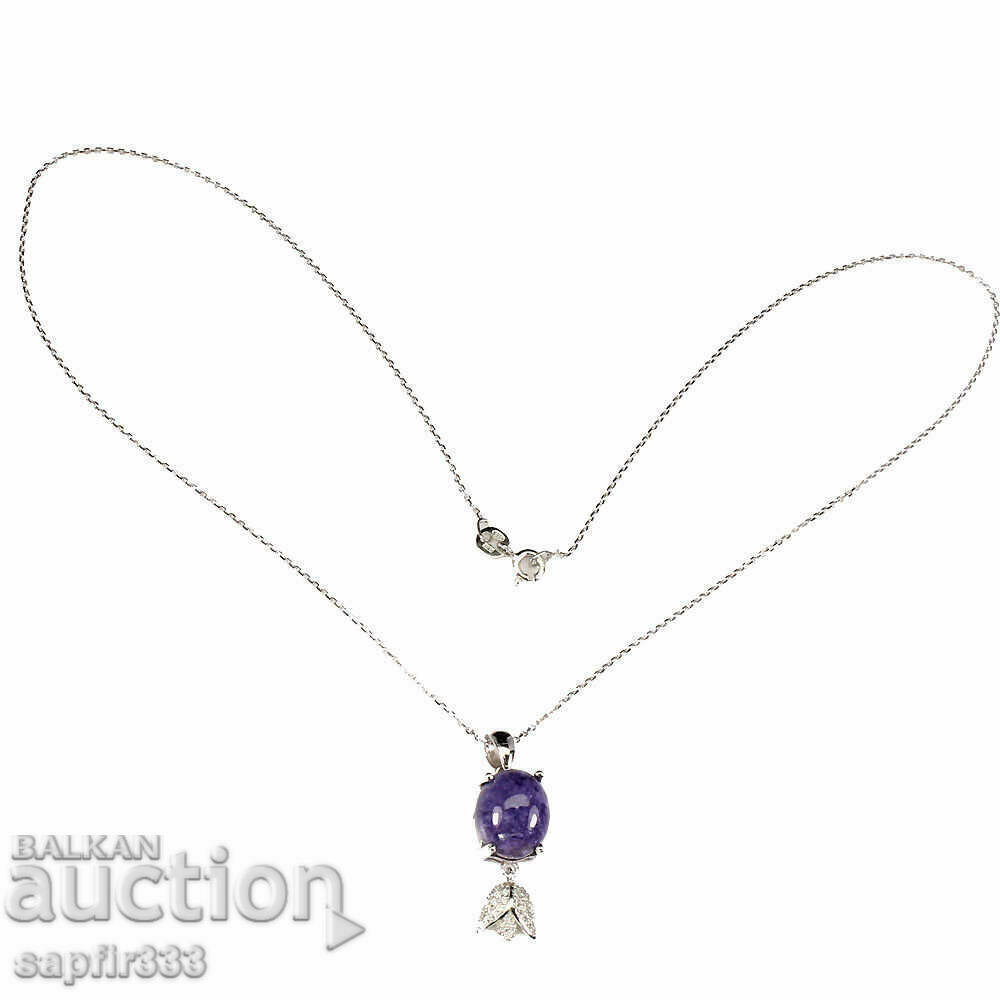 Auction BEAUTIFUL SILVER NECKLACE WITH NATURAL CHAROITE AND ZIRCONIA Auction BEAUTIFUL SILVER NECKLACE WITH NATURAL CHAROITE AND ZIRCONIA