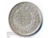 Боливия - 20 сентавос 1909 - сребро .835