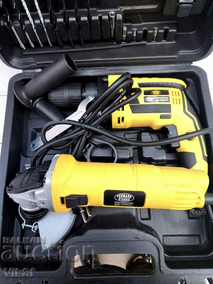 Impact drill and angle grinder VERMARK STARKE in a case with price 93.50 BGN | € 47.81 Impact drill and angle grinder VERMARK STARKE in a case with price 93.50 BGN | € 47.81