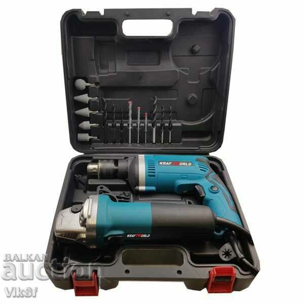 Παράδοση Γωνιακός Μύλος και Τρυπάνι 1100W KRAFT WORLD Παράδοση Γωνιακός Μύλος και Τρυπάνι 1100W KRAFT WORLD