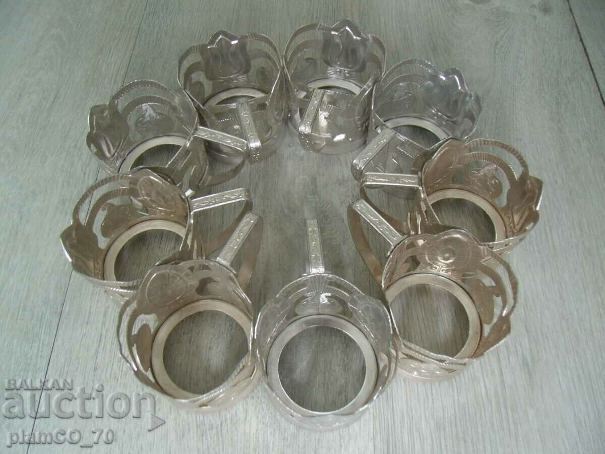 Delivery of No.*7069 nine pieces of old Russian metal / aluminum coasters Delivery of No.*7069 nine pieces of old Russian metal / aluminum coasters