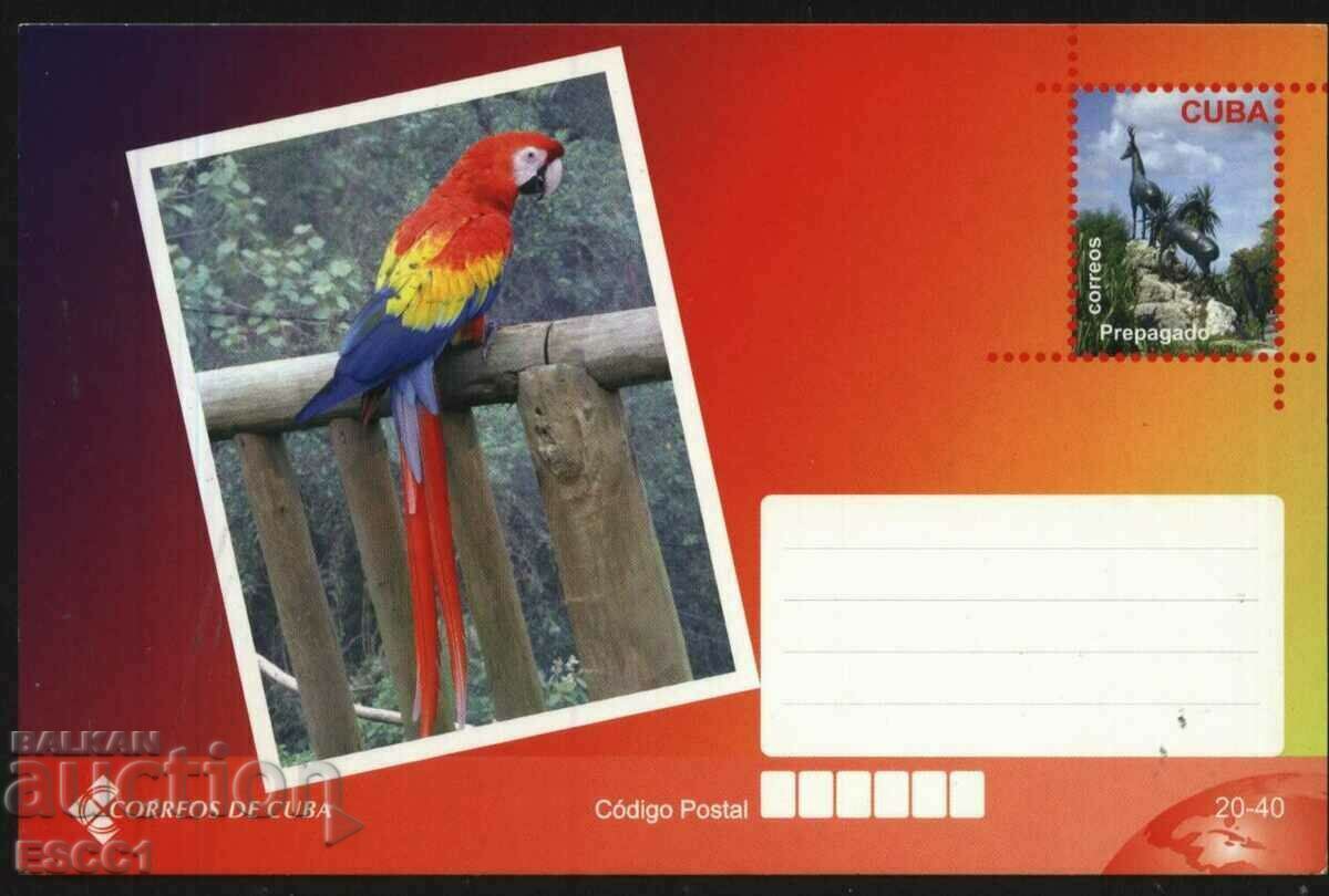 Postcard Fauna Birds Parrots Sculpture from Cuba