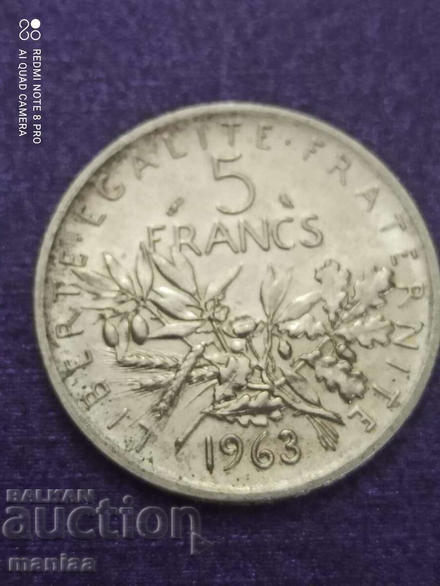5 francs 1963 silver