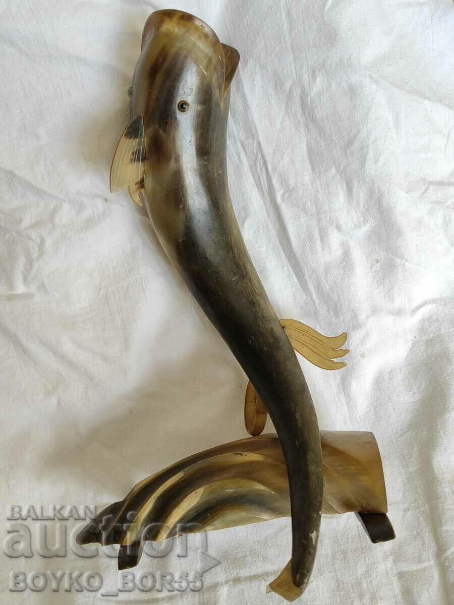 Large Antique Horn Fish Collectible Figure