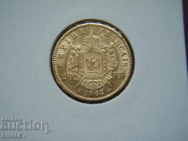 Аукцион 20 Francs 1866 А France (20 франка Франция) - AU/Unc (злато)