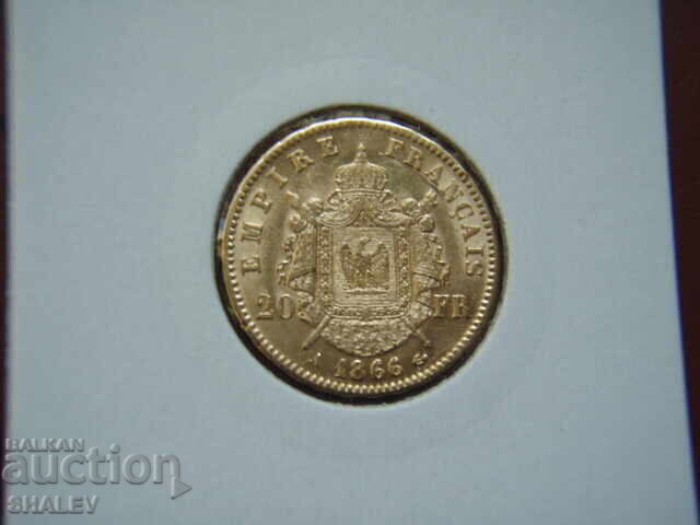 Livrarea 20 Franci 1866 A Franța (20 franka Frantsiya) - AU/Unc (zlato)