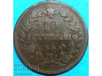 10 Centesimi 1866 Italy T - Turin Bronze - RARE