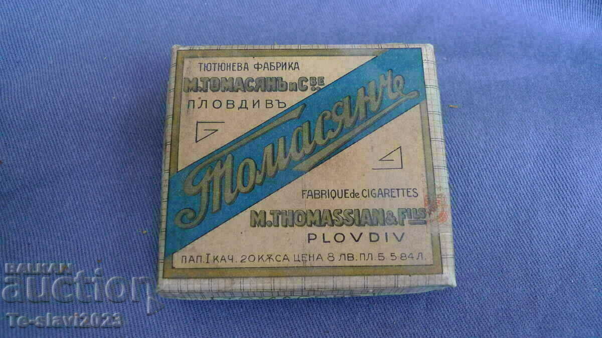 ΠΑΛΙΟ κουτί τσιγάρων Tomasyan - Plovdiv - Βασίλειο της Βουλγαρίας