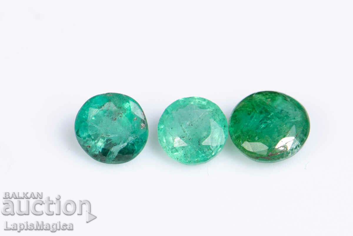 3 pieces Emerald 0.46ct 3.2mm round cut #9