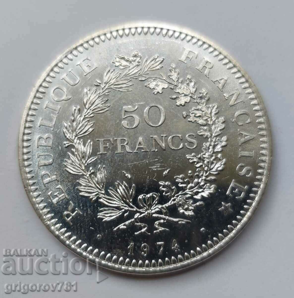 50 Francs Silver France 1974 - Silver Coin #8