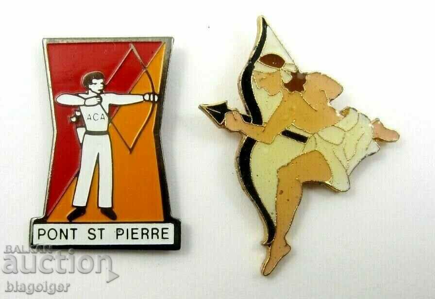French Badges-Archery-Lot of 2 Badges-Sports