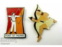 Ecusoane franceze-Tir cu arcul-Lot de 2 insigne-Sport