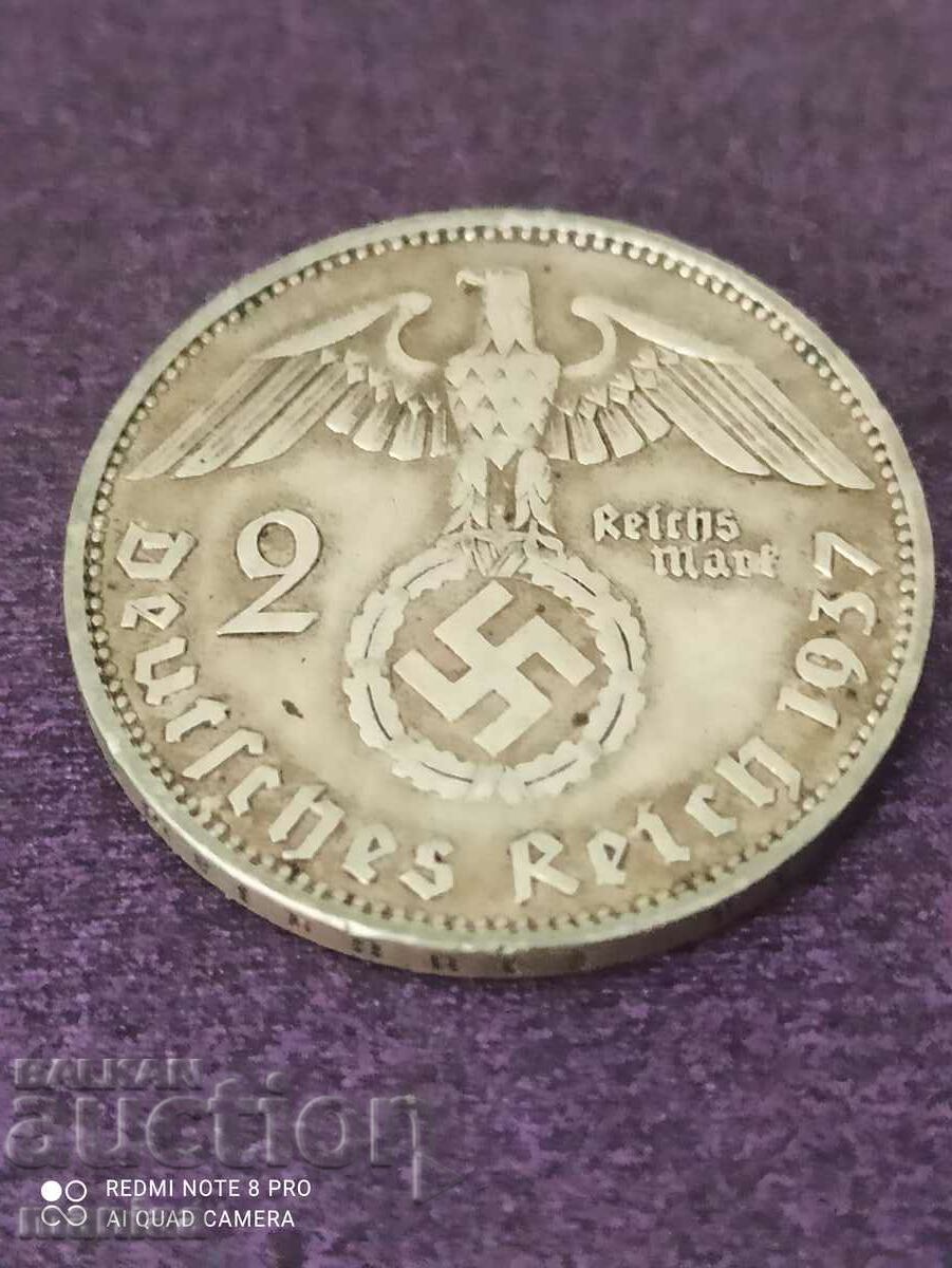 2 mărci 1937 ani argint al treilea Reich
