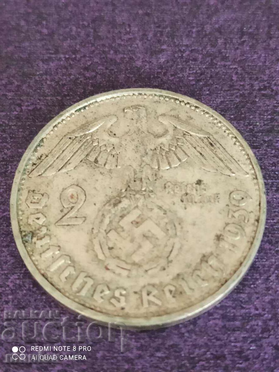 2 Марки 1939година сребро Трети Райх