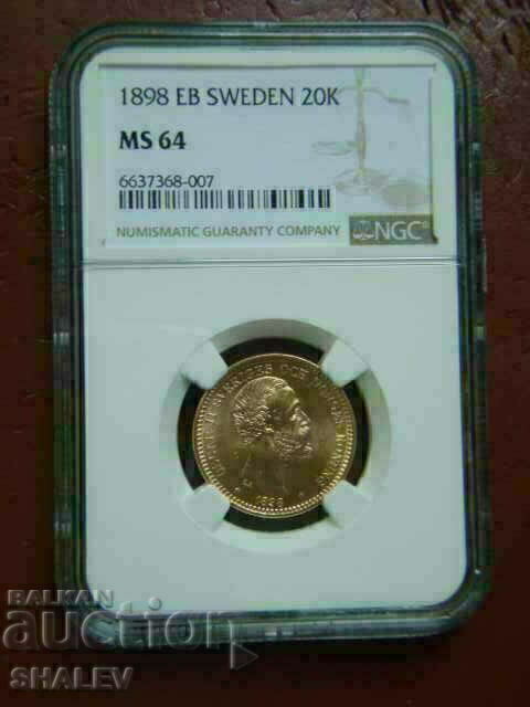 20 de coroane 1898 Suedia - MS64 (aur) - 5 20 de coroane 1898 Suedia - MS64 (aur) - 5