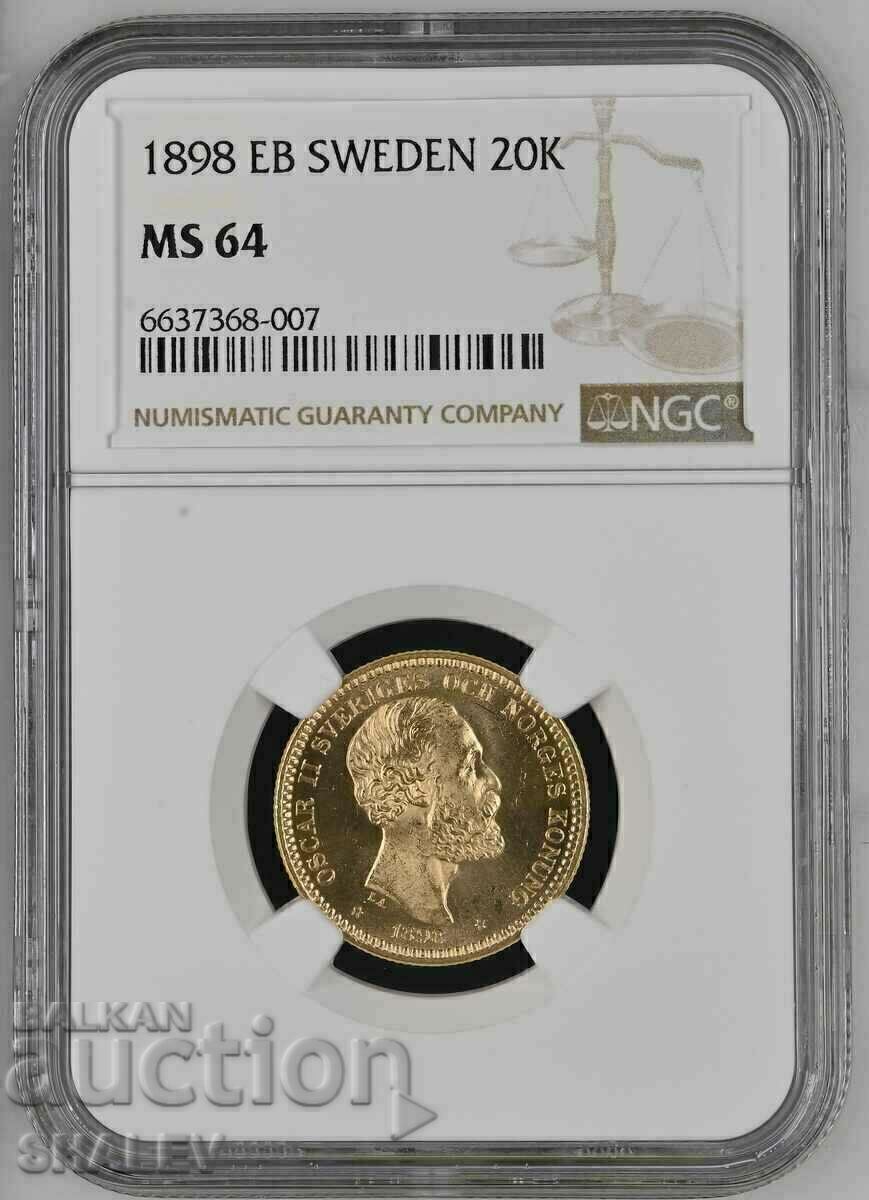 20 de coroane 1898 Suedia - MS64 (aur) 20 de coroane 1898 Suedia - MS64 (aur)