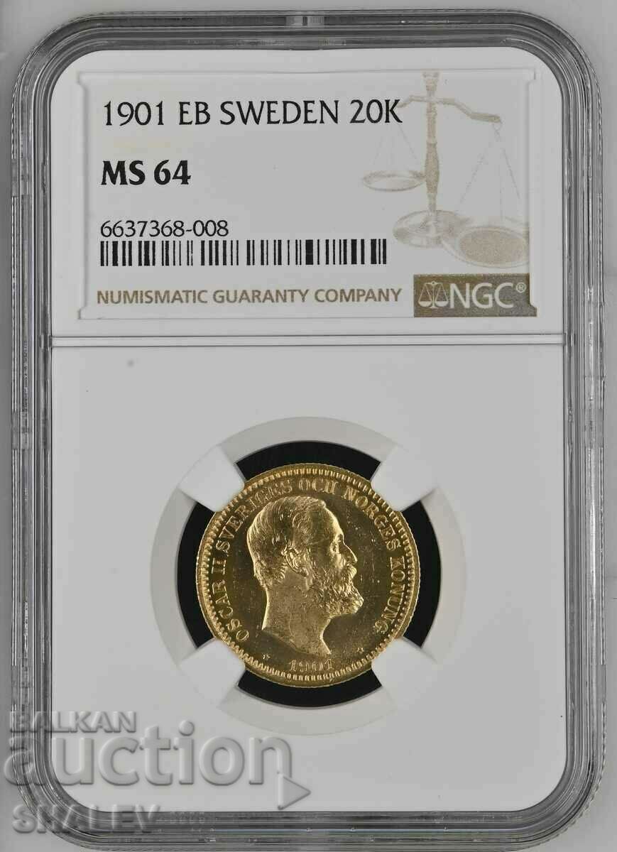 20 Kronor 1901 Swеden (20 крони Швеция) - MS64 (злато)