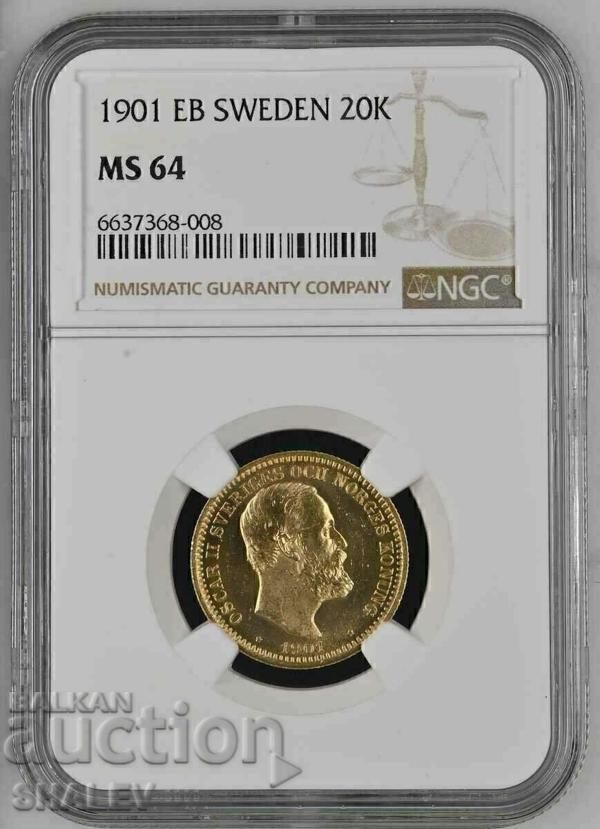 20 Κορώνες 1901 Σουηδία - MS64 (χρυσός)