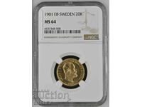 20 Κορώνες 1901 Σουηδία - MS64 (χρυσός)