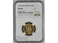 20 Kronor 1901 Sweden - MS64 (gold)