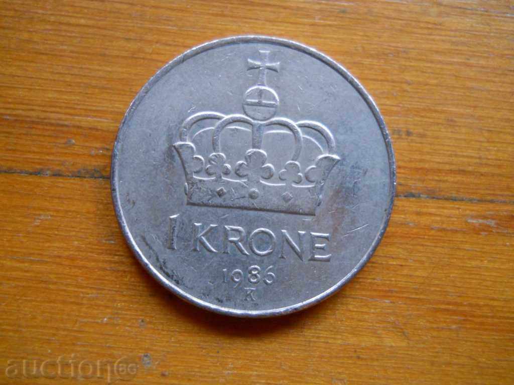 1 coroană 1986 - Norvegia