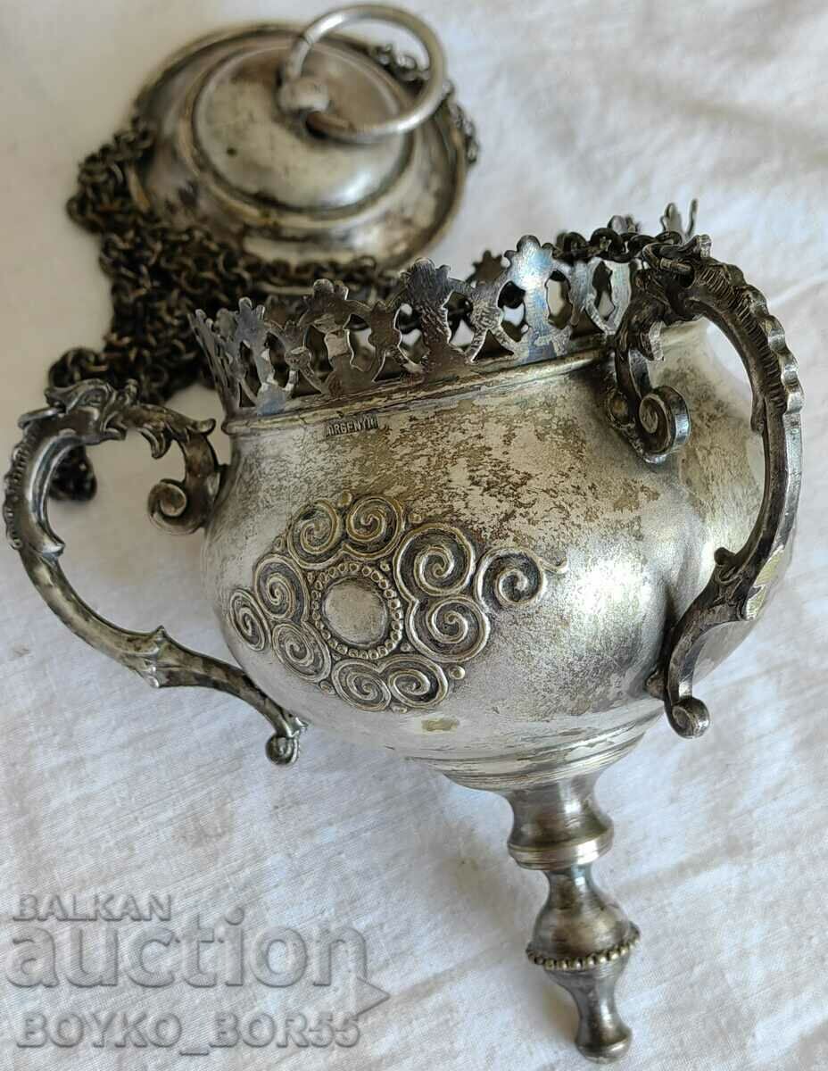 Antique Bronze Silver Plated Candlestick Handmade