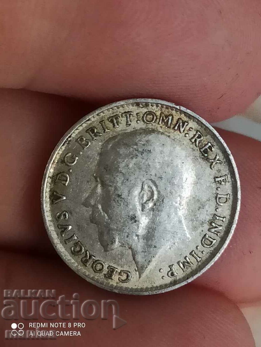 Auction 3 pence 1916 silver Great Britain Auction 3 pence 1916 silver Great Britain