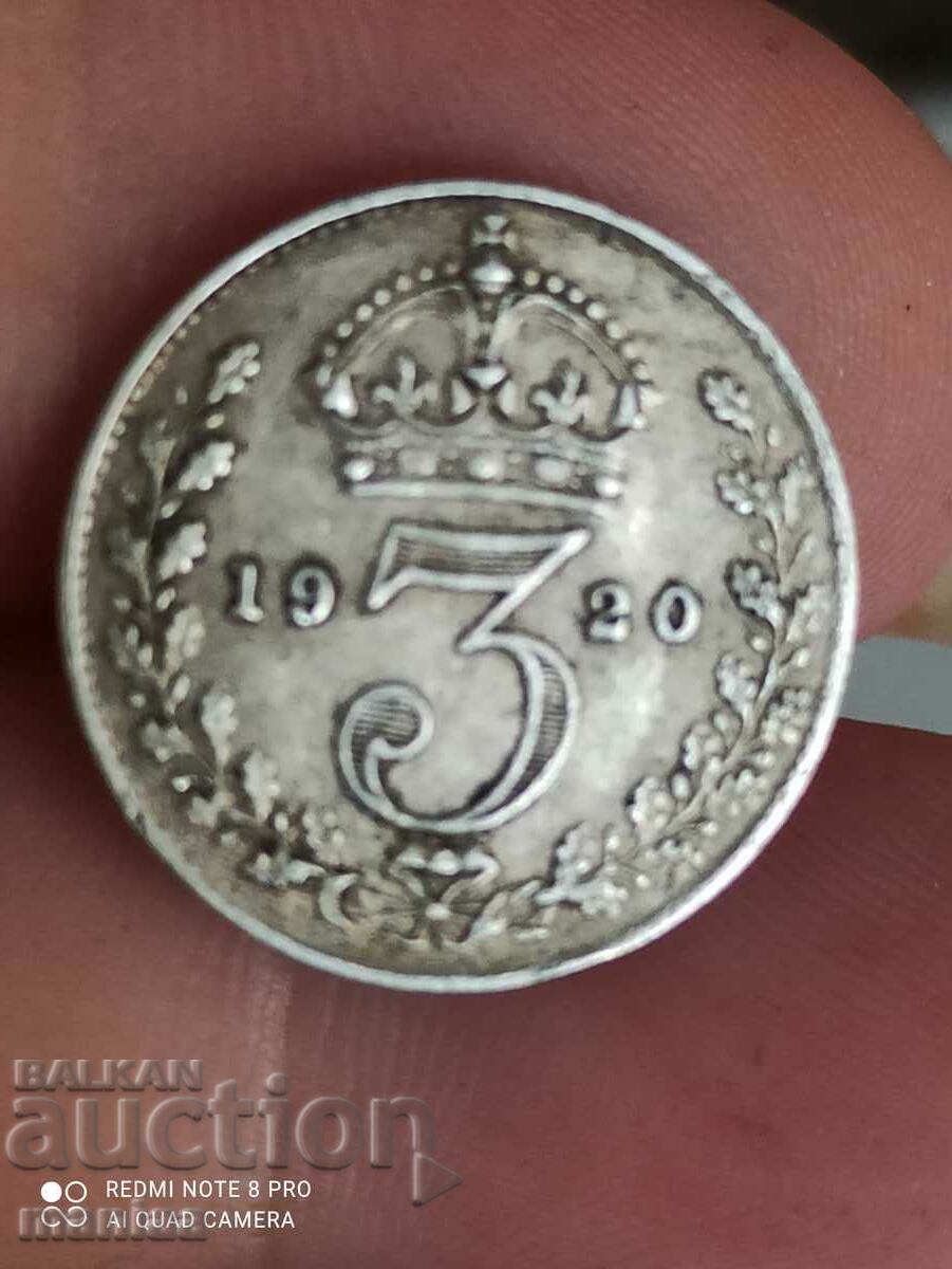 3 pence 1920 silver Great Britain