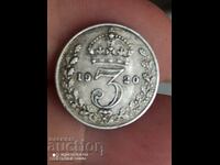3 πένες ασήμι 1920 Μεγάλη Βρετανία