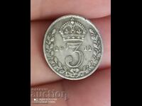 3 pence argint 1911 Marea Britanie
