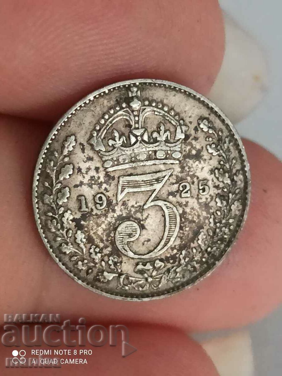 3 πένες ασήμι 1925 Μεγάλη Βρετανία