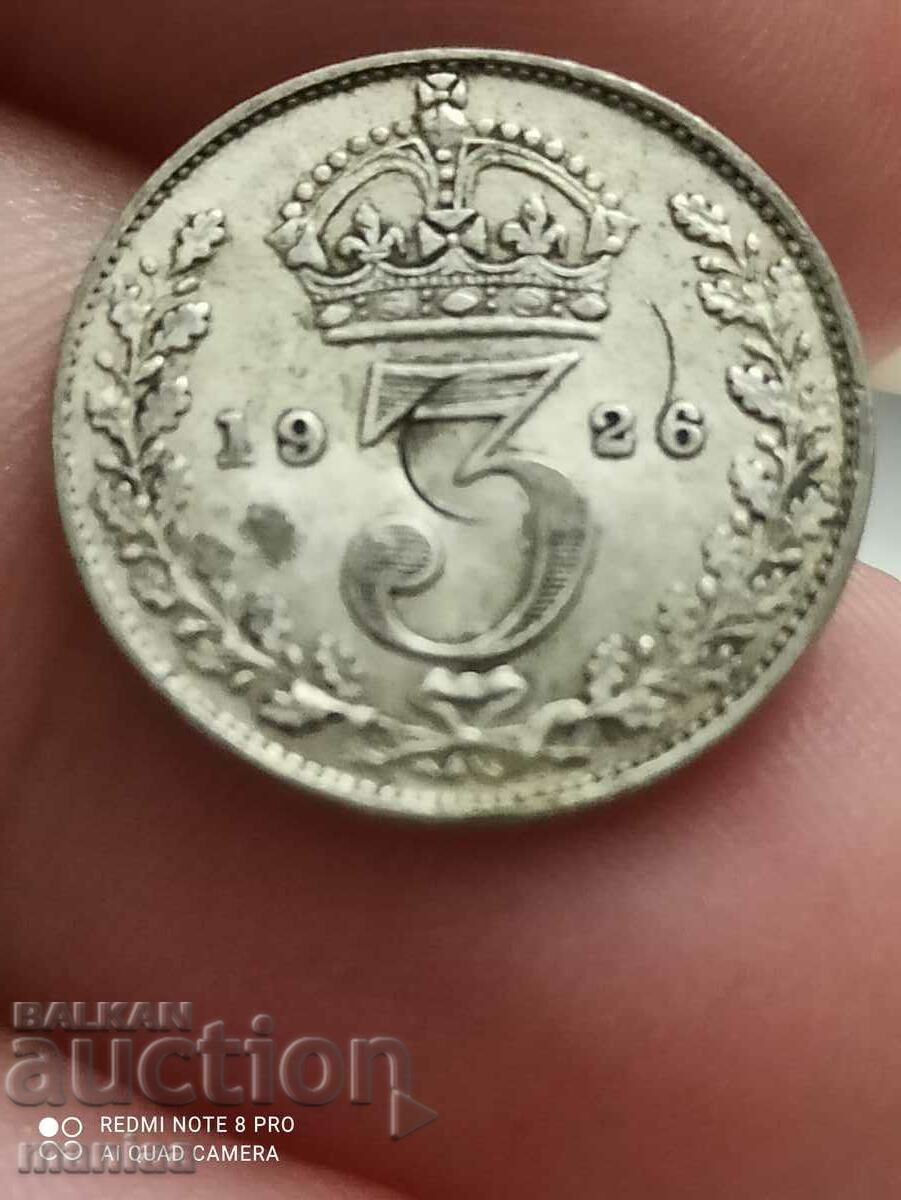 3 pence argint 1926 Marea Britanie