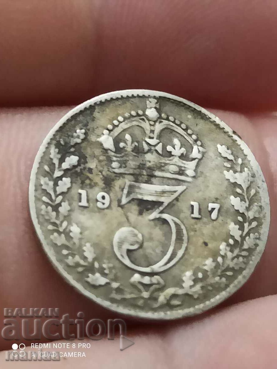 3 pence 1917 silver Great Britain with price 19.99 BGN | € 10.22 3 pence 1917 silver Great Britain with price 19.99 BGN | € 10.22