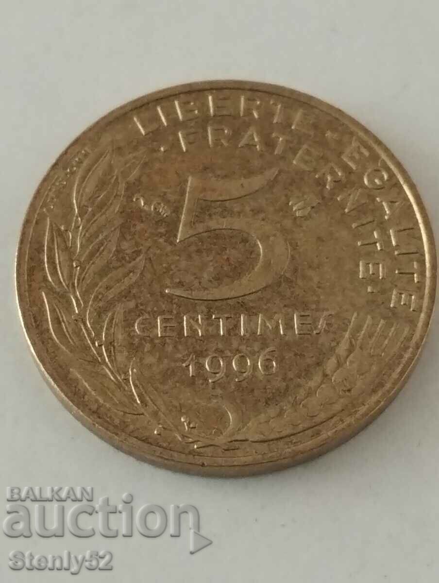 French 5 cents from 1996