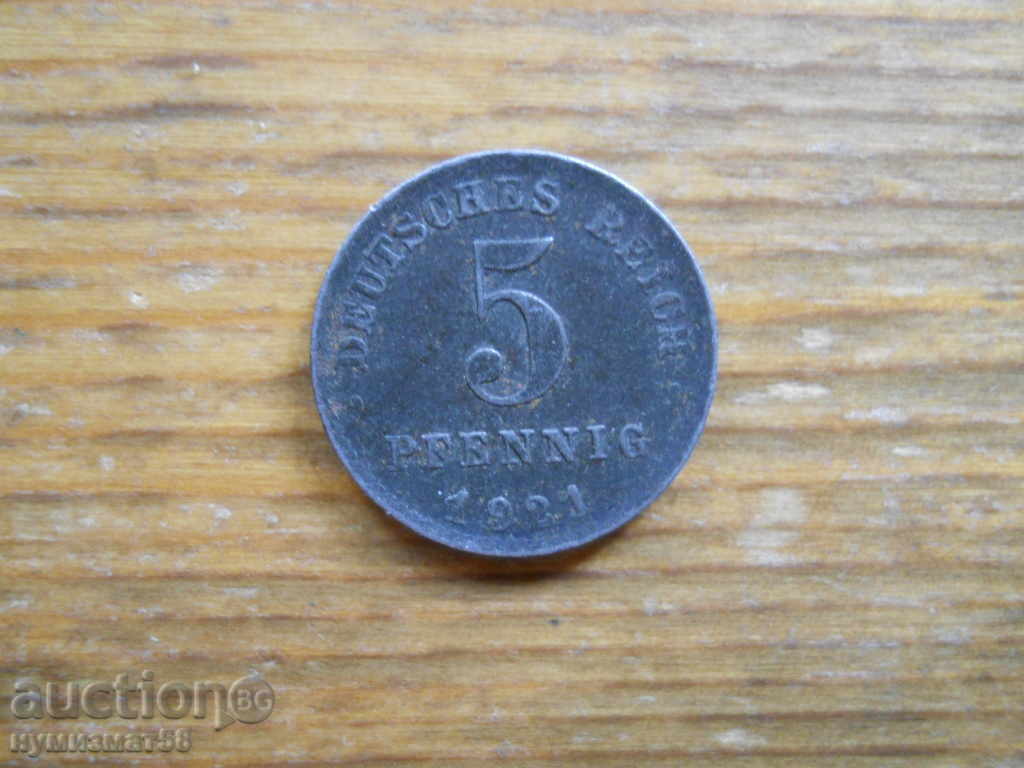 5 Pfennig 1921 - Γερμανία ( A )