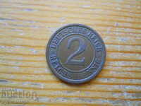 2 pfennig 1924 - Germania ( G ) reichspfennig