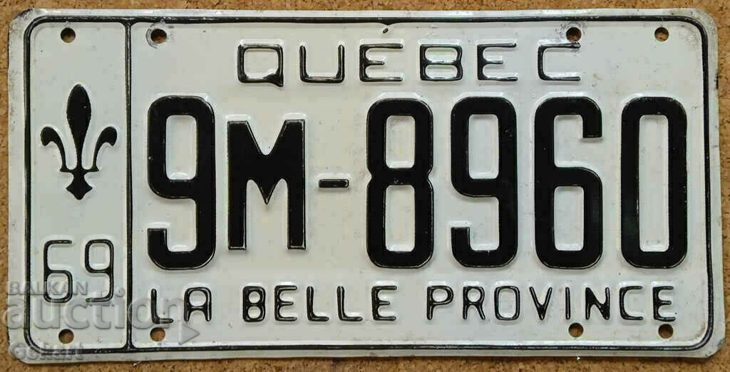 Canadian license plate Plate QUEBEC 1969