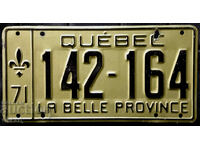 Placă de înmatriculare canadiană QUEBEC 1971