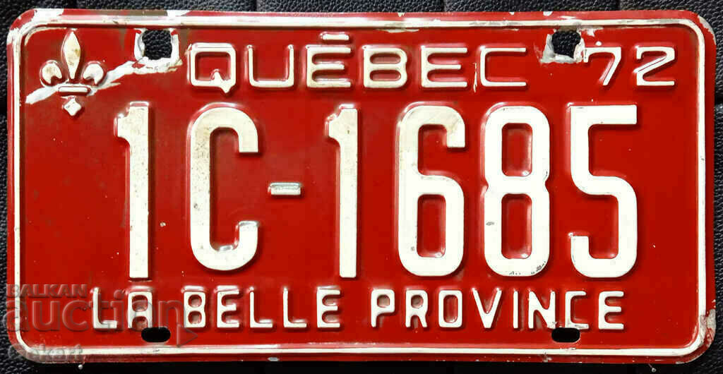 Canadian license plate Plate QUEBEC 1972