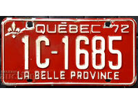 Канадски регистрационен номер Табела QUEBEC 1972