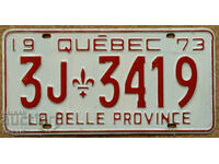 Καναδική πινακίδα κυκλοφορίας QUEBEC 1973