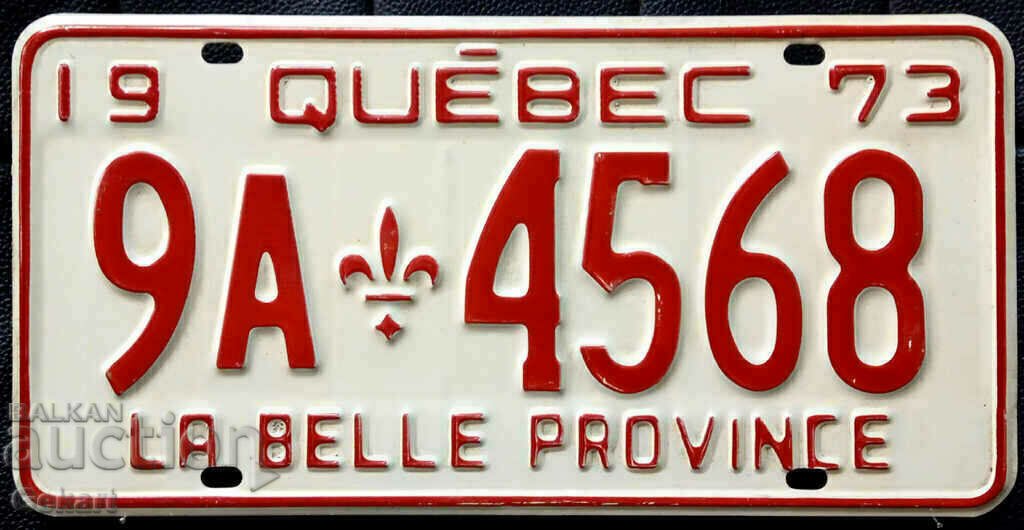 Canadian license plate Plate QUEBEC 1973