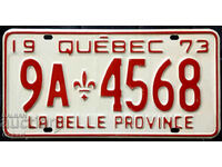 Καναδική πινακίδα κυκλοφορίας QUEBEC 1973