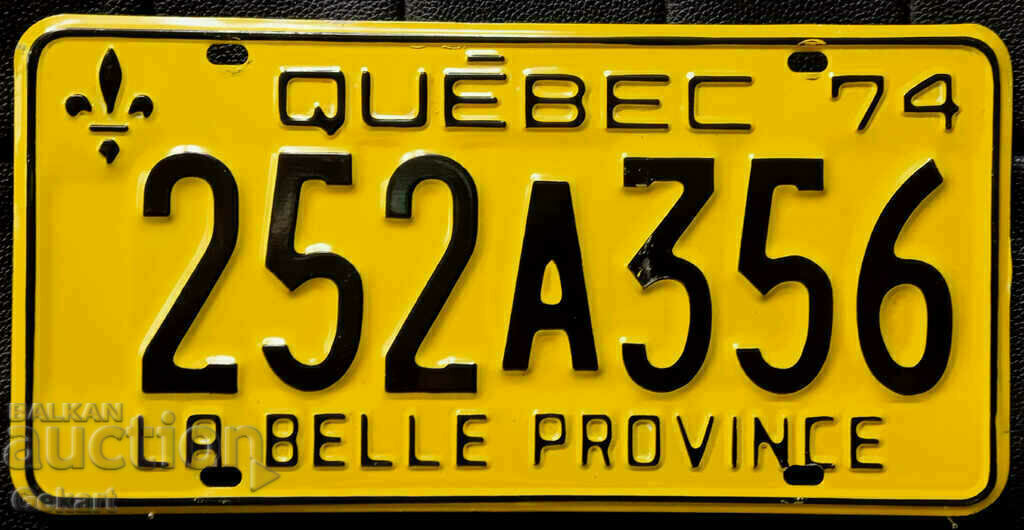 Καναδική πινακίδα κυκλοφορίας QUEBEC 1974