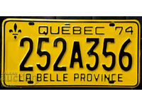 Canadian license plate Plate QUEBEC 1974