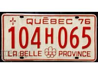 Καναδική πινακίδα κυκλοφορίας QUEBEC 1976