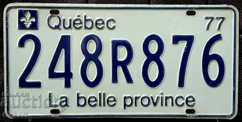 Placă de înmatriculare canadiană QUEBEC 1977
