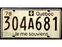 Placă de înmatriculare canadiană QUEBEC 1978
